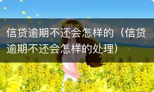信贷逾期不还会怎样的（信贷逾期不还会怎样的处理）