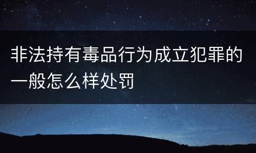 非法持有毒品行为成立犯罪的一般怎么样处罚