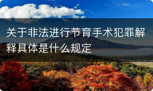 关于非法进行节育手术犯罪解释具体是什么规定