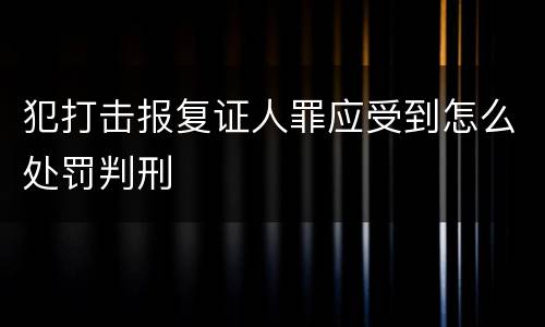 犯打击报复证人罪应受到怎么处罚判刑