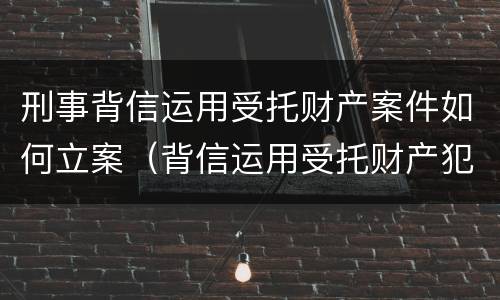 刑事背信运用受托财产案件如何立案（背信运用受托财产犯罪主体）