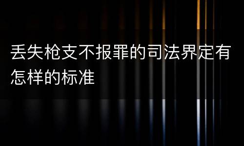 丢失枪支不报罪的司法界定有怎样的标准