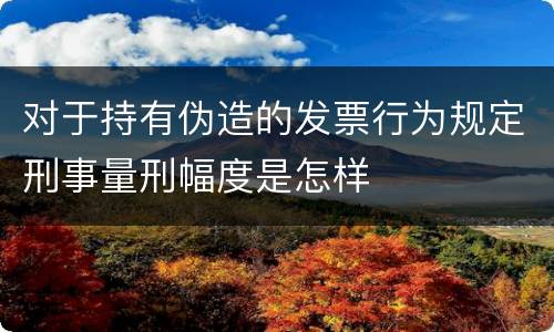 对于持有伪造的发票行为规定刑事量刑幅度是怎样