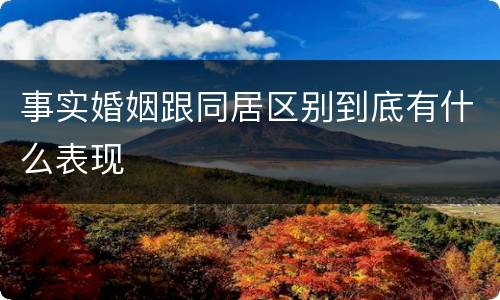 事实婚姻跟同居区别到底有什么表现