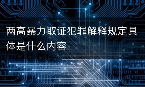 两高暴力取证犯罪解释规定具体是什么内容
