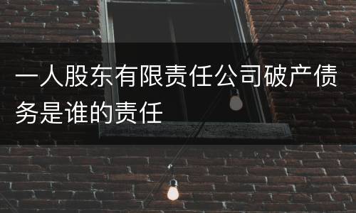 一人股东有限责任公司破产债务是谁的责任