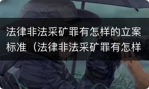法律非法采矿罪有怎样的立案标准（法律非法采矿罪有怎样的立案标准呢）