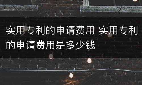 实用专利的申请费用 实用专利的申请费用是多少钱