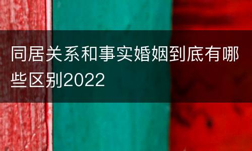 同居关系和事实婚姻到底有哪些区别2022