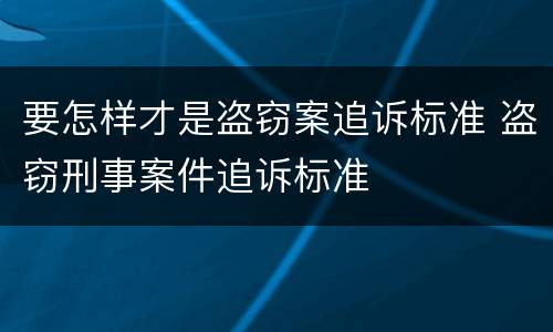 要怎样才是盗窃案追诉标准 盗窃刑事案件追诉标准