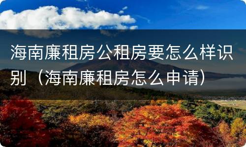 海南廉租房公租房要怎么样识别（海南廉租房怎么申请）