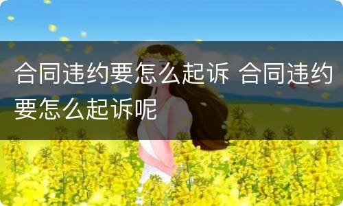 合同违约要怎么起诉 合同违约要怎么起诉呢