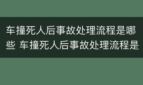 车撞死人后事故处理流程是哪些 车撞死人后事故处理流程是哪些内容