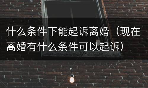 什么条件下能起诉离婚（现在离婚有什么条件可以起诉）