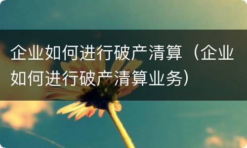 企业如何进行破产清算（企业如何进行破产清算业务）