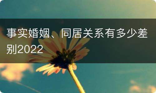 事实婚姻、同居关系有多少差别2022