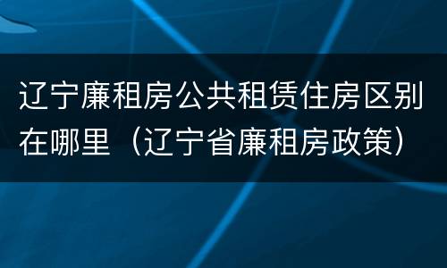 辽宁廉租房公共租赁住房区别在哪里（辽宁省廉租房政策）