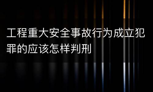 工程重大安全事故行为成立犯罪的应该怎样判刑