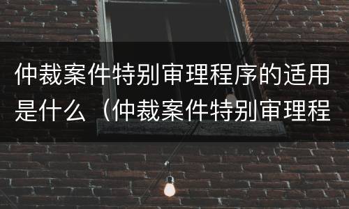 仲裁案件特别审理程序的适用是什么（仲裁案件特别审理程序的适用是什么）