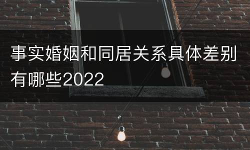 事实婚姻和同居关系具体差别有哪些2022