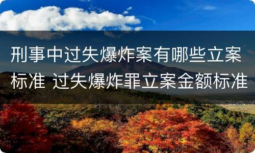 刑事中过失爆炸案有哪些立案标准 过失爆炸罪立案金额标准