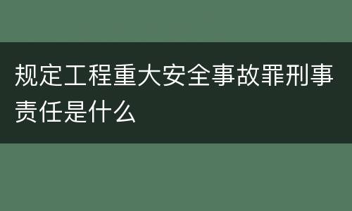 规定工程重大安全事故罪刑事责任是什么