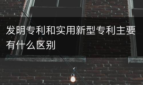 发明专利和实用新型专利主要有什么区别