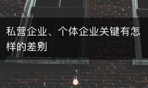 私营企业、个体企业关键有怎样的差别