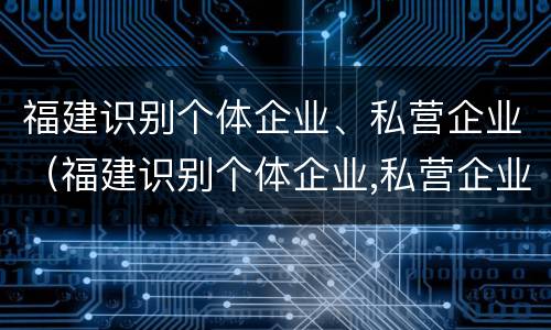 福建识别个体企业、私营企业（福建识别个体企业,私营企业有哪些）