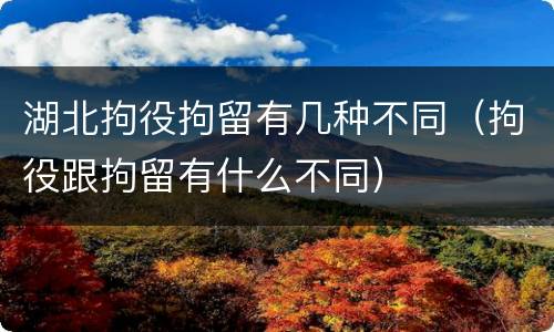 湖北拘役拘留有几种不同（拘役跟拘留有什么不同）