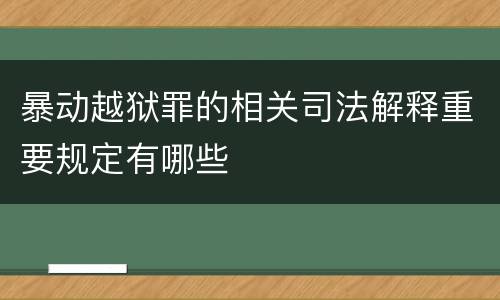 暴动越狱罪的相关司法解释重要规定有哪些