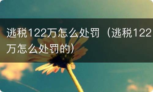 逃税122万怎么处罚（逃税122万怎么处罚的）