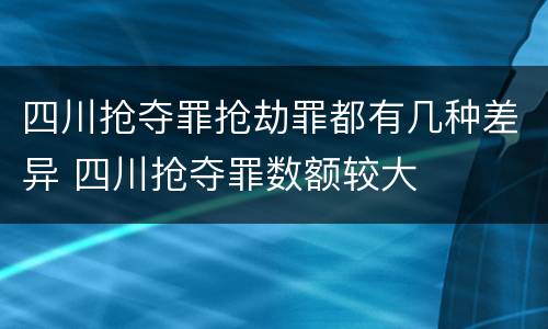 四川抢夺罪抢劫罪都有几种差异 四川抢夺罪数额较大