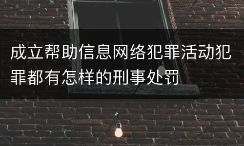 成立帮助信息网络犯罪活动犯罪都有怎样的刑事处罚