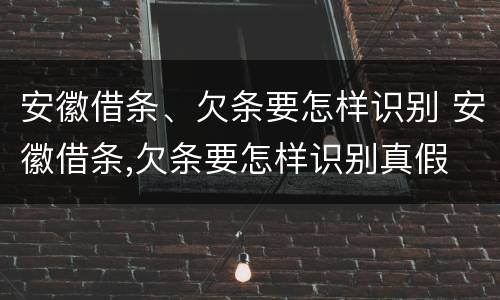 安徽借条、欠条要怎样识别 安徽借条,欠条要怎样识别真假