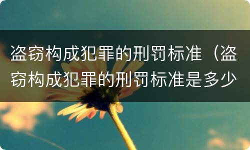 盗窃构成犯罪的刑罚标准（盗窃构成犯罪的刑罚标准是多少）