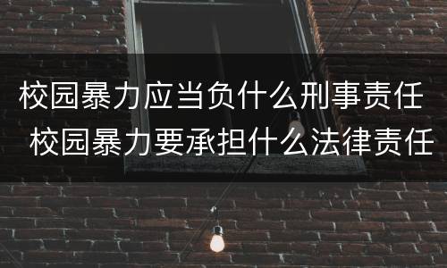 校园暴力应当负什么刑事责任 校园暴力要承担什么法律责任