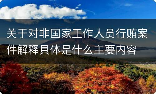 关于对非国家工作人员行贿案件解释具体是什么主要内容