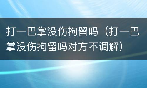 打一巴掌没伤拘留吗（打一巴掌没伤拘留吗对方不调解）
