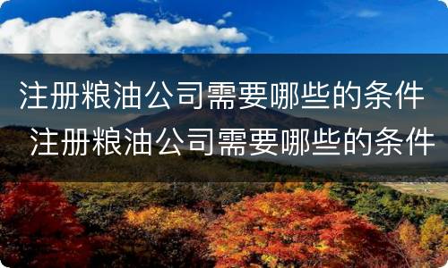 注册粮油公司需要哪些的条件 注册粮油公司需要哪些的条件呢
