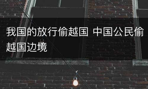 我国的放行偷越国 中国公民偷越国边境