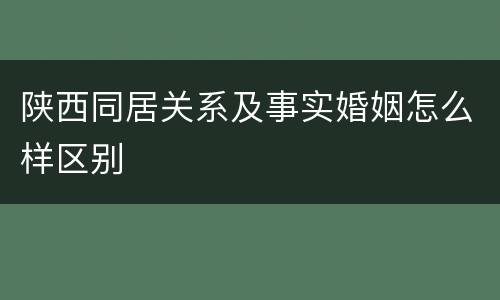 陕西同居关系及事实婚姻怎么样区别