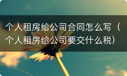 个人租房给公司合同怎么写（个人租房给公司要交什么税）