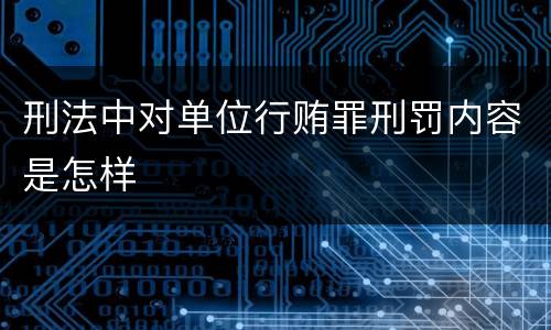 刑法中对单位行贿罪刑罚内容是怎样