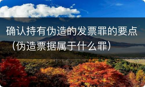 确认持有伪造的发票罪的要点（伪造票据属于什么罪）