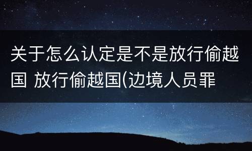 关于怎么认定是不是放行偷越国 放行偷越国(边境人员罪