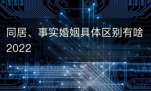 同居、事实婚姻具体区别有啥2022