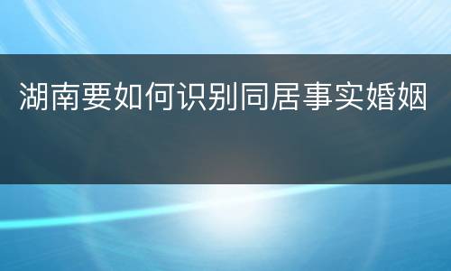 湖南要如何识别同居事实婚姻