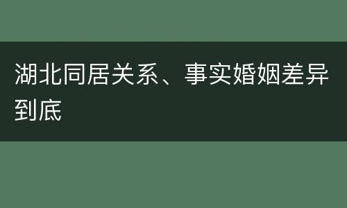 湖北同居关系、事实婚姻差异到底