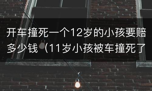 开车撞死一个12岁的小孩要赔多少钱（11岁小孩被车撞死了赔偿标准是多少?）
